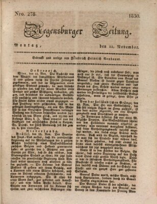 Regensburger Zeitung Montag 22. November 1830