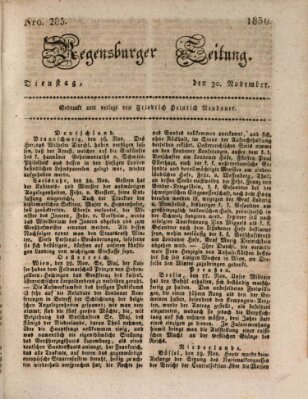 Regensburger Zeitung Dienstag 30. November 1830