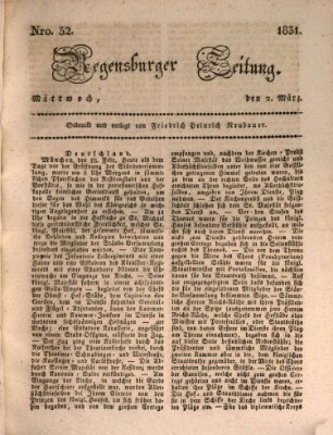 Regensburger Zeitung Mittwoch 2. März 1831