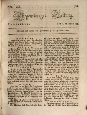 Regensburger Zeitung Donnerstag 1. September 1831