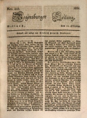 Regensburger Zeitung Mittwoch 12. Oktober 1831