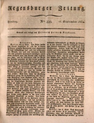 Regensburger Zeitung Freitag 14. September 1832