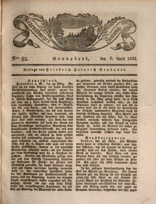 Regensburger Zeitung Samstag 6. April 1833