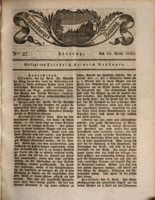 Regensburger Zeitung Freitag 12. April 1833
