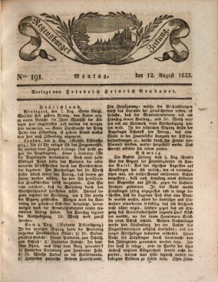 Regensburger Zeitung Montag 12. August 1833