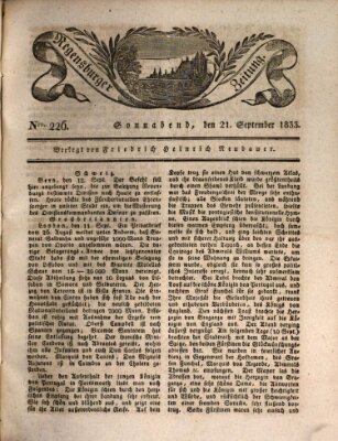 Regensburger Zeitung Samstag 21. September 1833