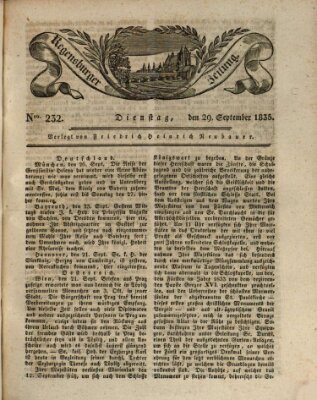 Regensburger Zeitung Dienstag 29. September 1835