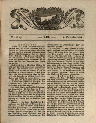 Regensburger Zeitung Dienstag 6. September 1836