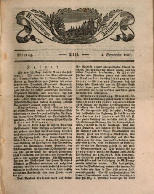 Regensburger Zeitung Montag 4. September 1837