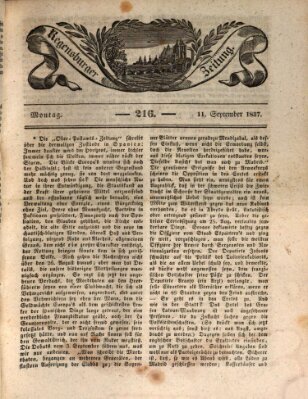 Regensburger Zeitung Montag 11. September 1837