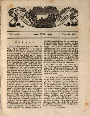 Regensburger Zeitung Mittwoch 1. November 1837