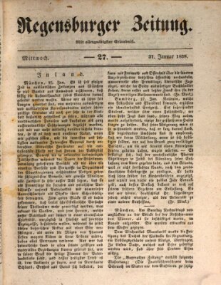 Regensburger Zeitung Mittwoch 31. Januar 1838