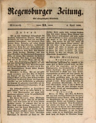 Regensburger Zeitung Mittwoch 4. April 1838