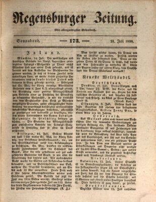 Regensburger Zeitung Samstag 21. Juli 1838