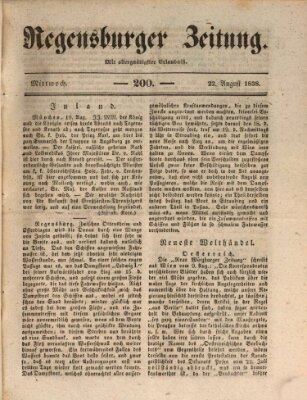 Regensburger Zeitung Mittwoch 22. August 1838