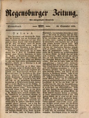 Regensburger Zeitung Samstag 22. September 1838
