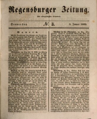 Regensburger Zeitung Donnerstag 3. Januar 1839