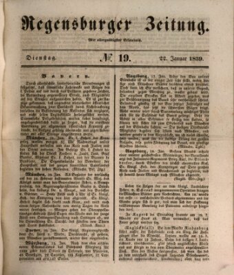 Regensburger Zeitung Dienstag 22. Januar 1839