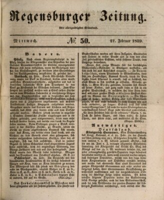 Regensburger Zeitung Mittwoch 27. Februar 1839