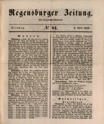 Regensburger Zeitung Dienstag 9. April 1839