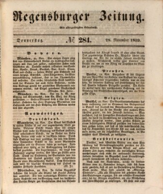 Regensburger Zeitung Donnerstag 28. November 1839