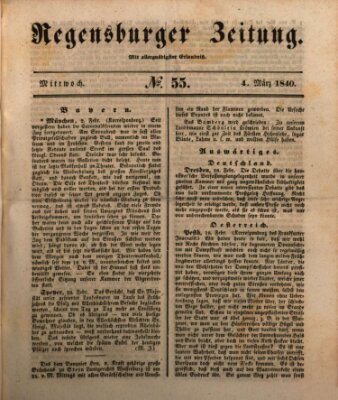 Regensburger Zeitung Mittwoch 4. März 1840