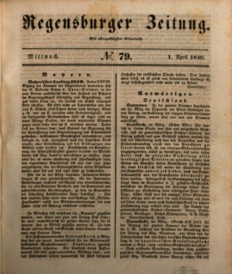 Regensburger Zeitung Mittwoch 1. April 1840