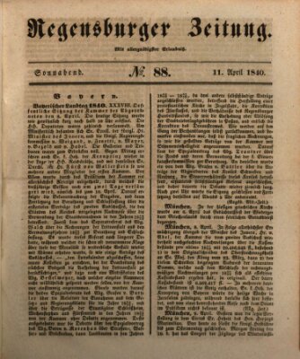 Regensburger Zeitung Samstag 11. April 1840