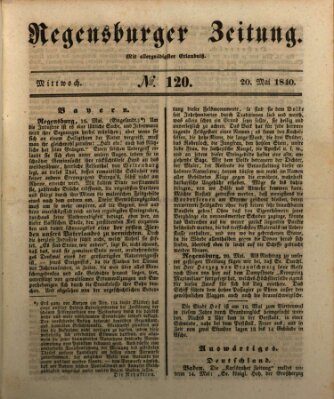 Regensburger Zeitung Mittwoch 20. Mai 1840