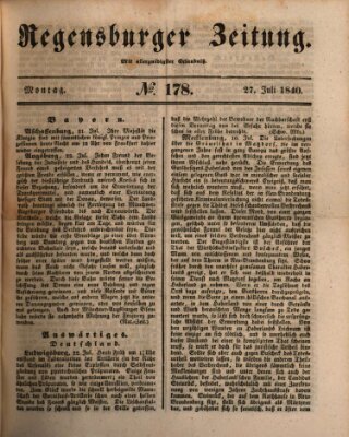 Regensburger Zeitung Montag 27. Juli 1840