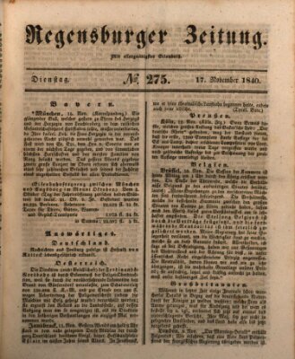 Regensburger Zeitung Dienstag 17. November 1840