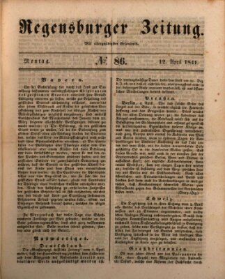 Regensburger Zeitung Montag 12. April 1841