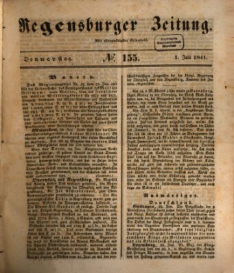 Regensburger Zeitung Donnerstag 1. Juli 1841