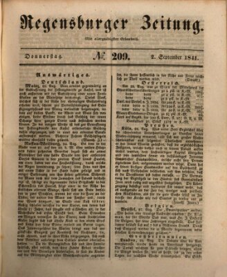 Regensburger Zeitung Donnerstag 2. September 1841
