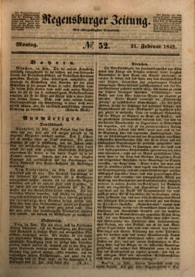 Regensburger Zeitung Montag 21. Februar 1842
