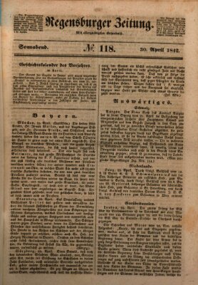 Regensburger Zeitung Samstag 30. April 1842