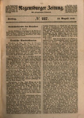 Regensburger Zeitung Freitag 19. August 1842