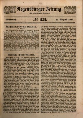 Regensburger Zeitung Mittwoch 24. August 1842