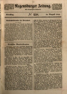 Regensburger Zeitung Dienstag 30. August 1842