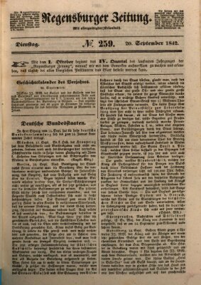 Regensburger Zeitung Dienstag 20. September 1842