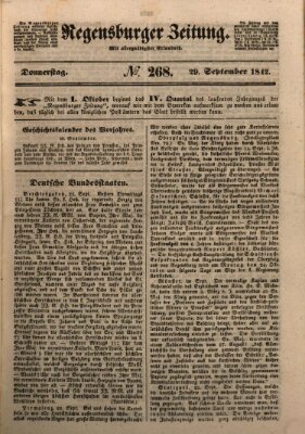 Regensburger Zeitung Donnerstag 29. September 1842