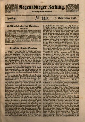 Regensburger Zeitung Freitag 1. September 1843