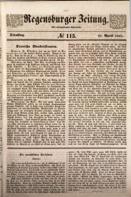 Regensburger Zeitung Dienstag 27. April 1847