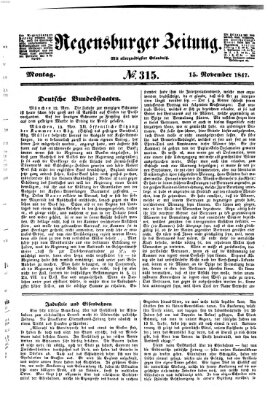 Regensburger Zeitung Montag 15. November 1847