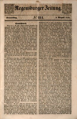 Regensburger Zeitung Donnerstag 2. August 1849