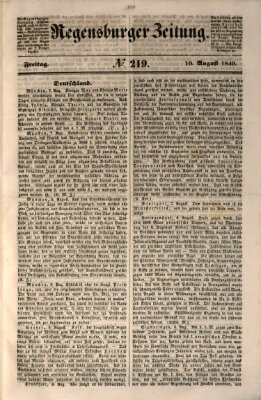 Regensburger Zeitung Freitag 10. August 1849