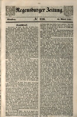 Regensburger Zeitung Dienstag 30. April 1850