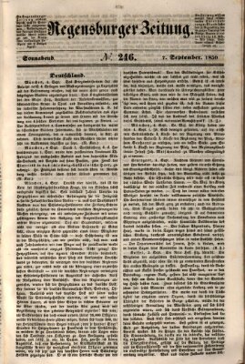 Regensburger Zeitung Samstag 7. September 1850