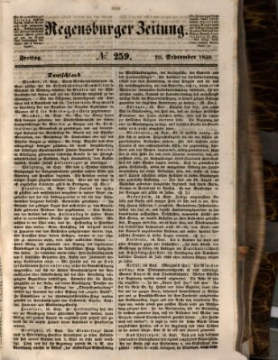 Regensburger Zeitung Freitag 20. September 1850