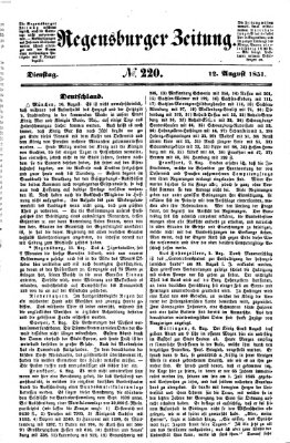 Regensburger Zeitung Dienstag 12. August 1851